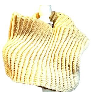 Hand Crocheted Infinity Cowl Scarf, Top or Waist Warmer Ivory Chunky Stretch
